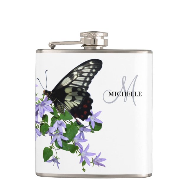 Elegant vintage Butterfly name Flask (Front)
