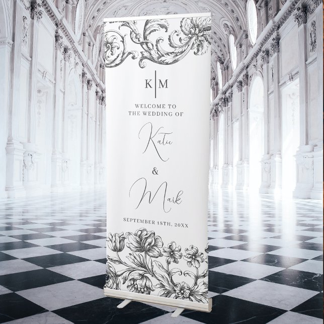 Elegant Vintage Calligraphy Script Wedding Welcome Retractable Banner (Elegant Vintage Calligraphy Script Wedding Welcome Retractable Banner)