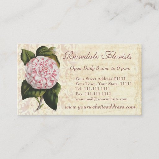 Customizable Elegant Vintage Camellia Gardener or Florist Business Card Templates
