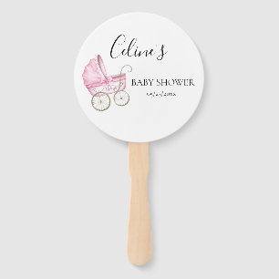 Elegant Vintage Carriage Baby Shower Hand Fan