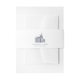 Elegant Vintage Castle Destination Wedding Invitation Belly Band