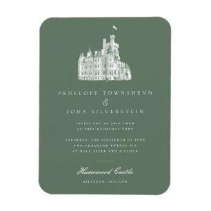 Elegant Vintage Castle Green Wedding Invitation Magnet