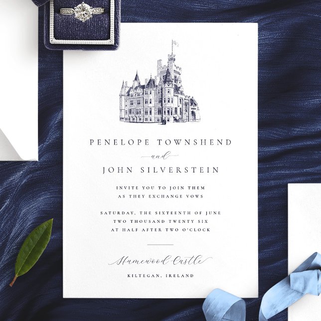 Elegant Vintage Castle Illustration Wedding Invitation (Elegant Vintage Castle Illustration Wedding Invitation)