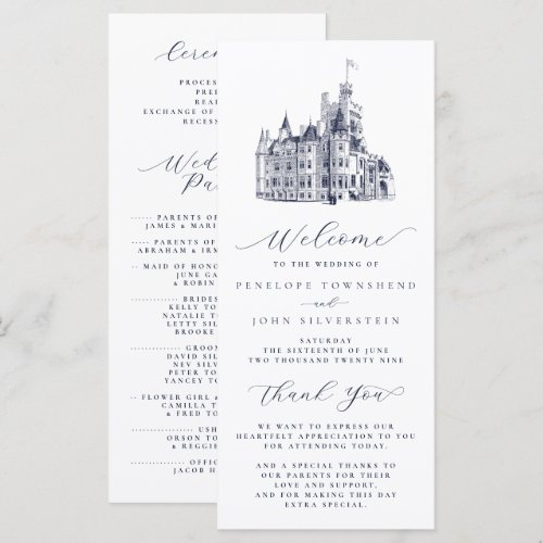 Elegant Vintage Castle Illustration Wedding Program