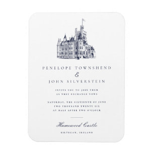 Elegant Vintage Castle Wedding Invitation Magnet
