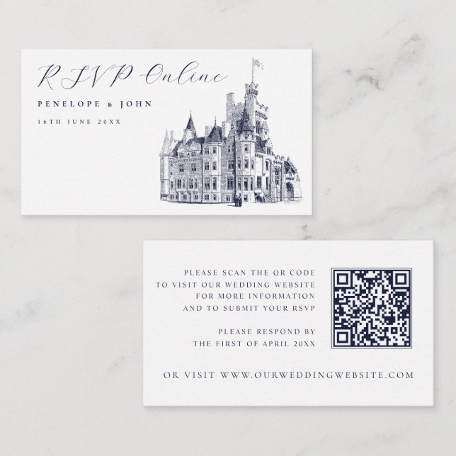 Elegant Vintage Castle Wedding Website Enclosure Card (Front/Back)