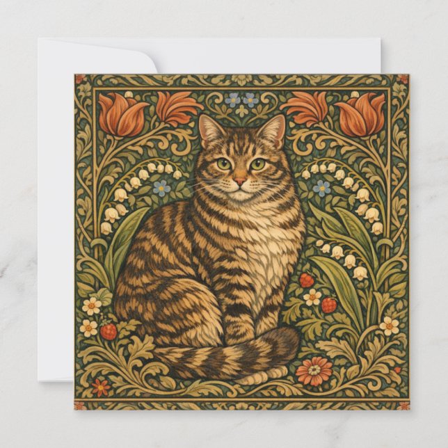 Elegant vintage cat floral botanical (Front)