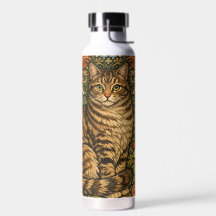 Elegant vintage cat floral botanical