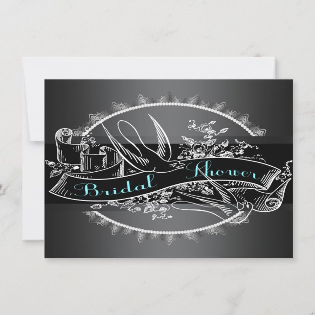 Elegant Vintage Chalkboard Bridal Shower Invitation (Front)