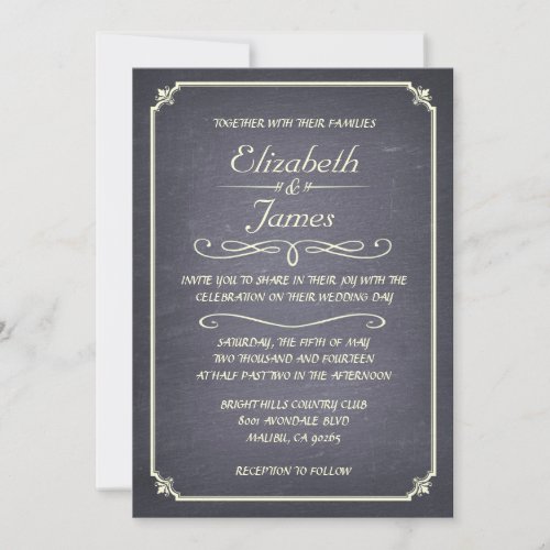 Elegant Vintage Chalkboard Wedding Invitations