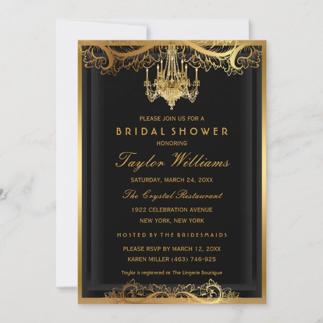 Elegant Vintage Chandelier Bridal Shower Invite (Front)