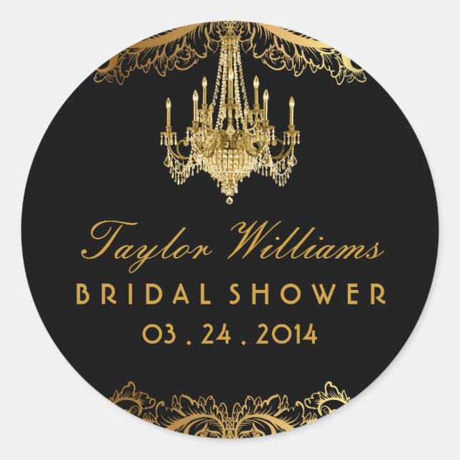 Elegant Vintage Chandelier Bridal Shower Sticker (Front)