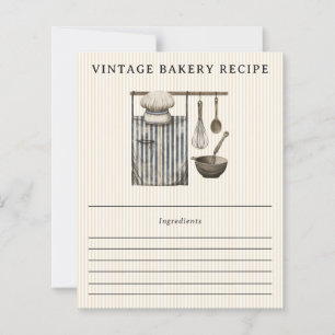 Elegant Vintage Chef's Equipment Recipe Card