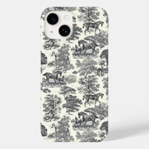 Elegant Vintage Chic Black White Horse Toile Case-Mate iPhone 14 Case