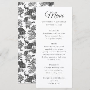Elegant Vintage Chic Black White Toile Deer Menu