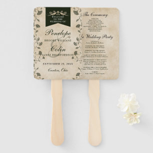 Elegant Vintage Chic Book Chapter Wedding Program Hand Fan