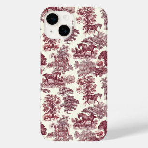Elegant Vintage Chic Burgundy Horse Toile Case-Mate iPhone 14 Case