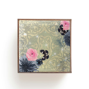 Elegant Vintage Chic Damask Butterflies Flowers Ceramic Tile