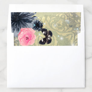Elegant Vintage Chic Damask Butterflies Flowers Envelope Liner