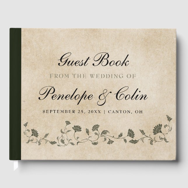 Elegant Vintage Chic Library Wedding Guest Book (Front)