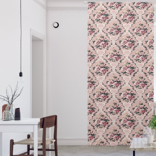 Elegant Vintage Chic Pastel Pink Damask Roses Blackout Curtains