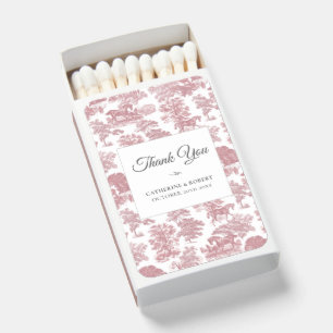 Elegant Vintage Chic Pink Horse Toile Wedding Matchboxes