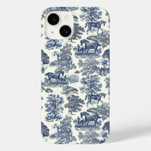 Elegant Vintage Chic Soft Blue Horse Toile Case-Mate iPhone 14 Case