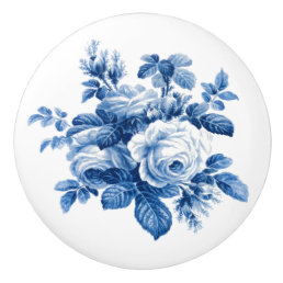 Elegant Vintage China Blue Roses Ceramic Knob