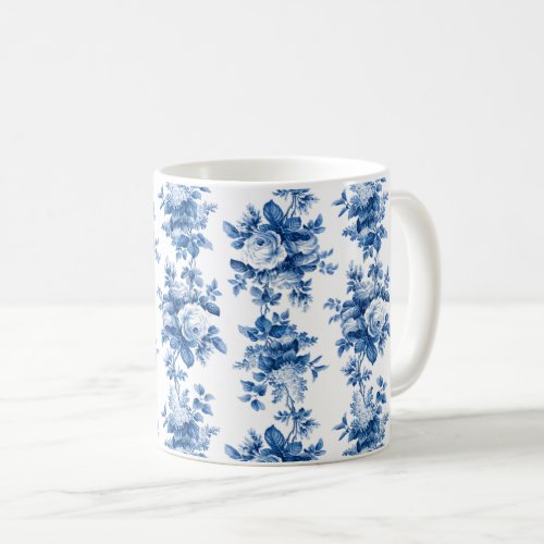 Elegant Vintage China Blue Roses Coffee Mug