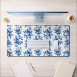 Elegant Vintage China Blue Roses Desk Mat<br><div class="desc">Elegant and chic rows of romantic painterly china blue vintage roses and foliage on clean white background.</div>