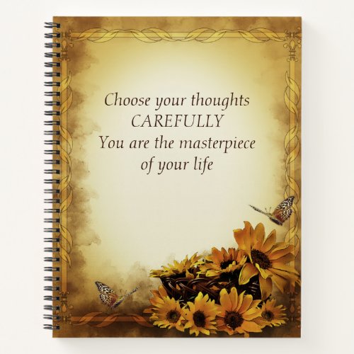 Elegant Vintage Choose Your Thoughts Quote Notebook