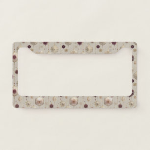 Elegant Vintage Christmas Baubles Plum Gold License Plate Frame