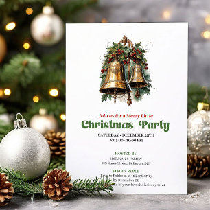 Elegant vintage Christmas bells party invitation