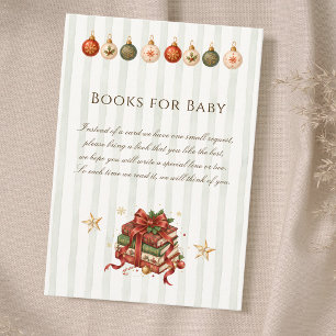 Elegant Vintage Christmas Books for Baby Shower Enclosure Card