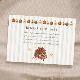 Elegant Vintage Christmas Books for Baby Shower Enclosure Card