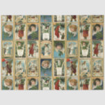 Elegant Vintage Christmas Cards w/Gold Borders Tissue Paper<br><div class="desc">Elegant,  ornate and colorful vintage Christmas card collage ca 1909 featuring images of Santa,  young winged cherubs,  angels and rustic winter scenes with decorative gold damask borders.</div>