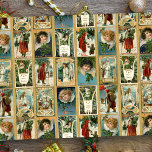 Elegant Vintage Christmas Cards w/Gold Borders Tissue Paper<br><div class="desc">Elegant,  ornate and colorful vintage Christmas card collage ca 1909 featuring images of Santa,  young winged cherubs,  angels and rustic winter scenes with decorative gold damask borders.</div>