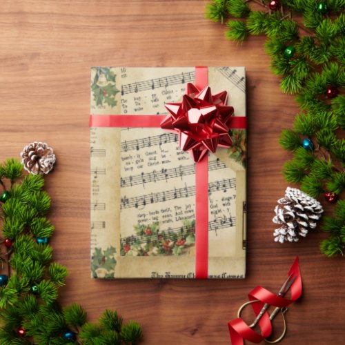 Elegant Vintage Christmas Music Sheets Wrapping Paper