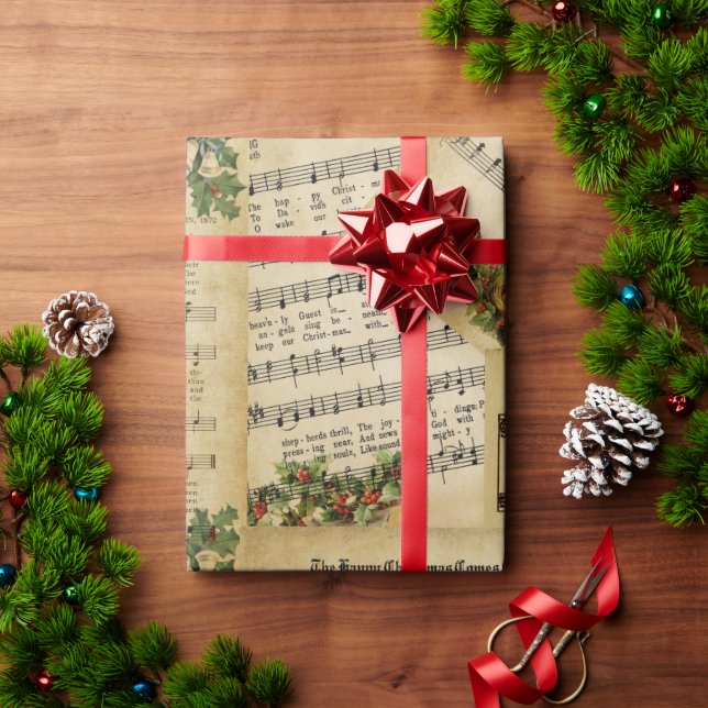 Elegant Vintage Christmas Music Sheets Wrapping Paper (Holiday Gift)