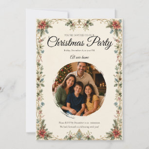 Elegant Vintage Christmas Party Invitation
