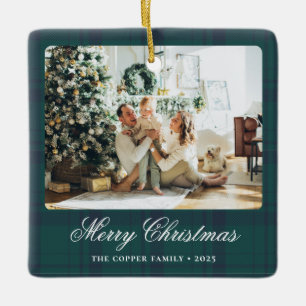Elegant Vintage Christmas Photo Ceramic Ornament