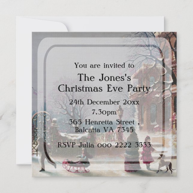 Elegant Vintage Christmas scene Party Invitations (Front)