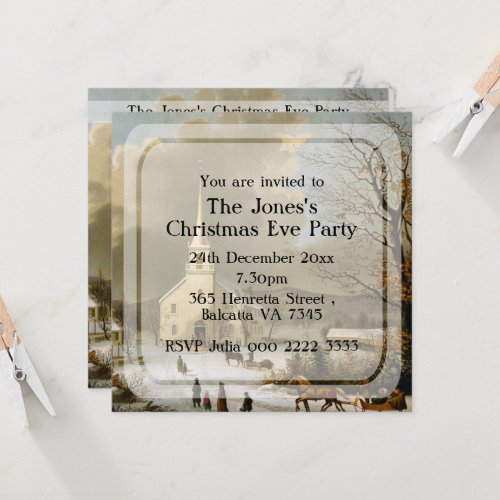 Elegant Vintage Christmas scene Party Invitations