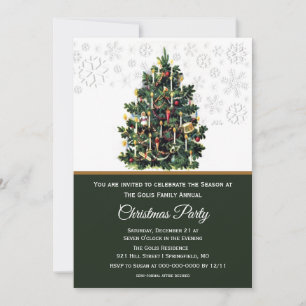 Elegant Vintage Christmas Tree Holiday Party Invitation