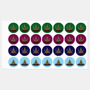 Elegant Vintage Christmas Tree Snow Globe Labels
