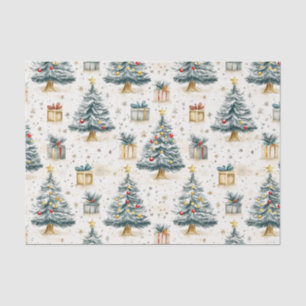 Elegant Vintage Christmas Trees Tissue Paper
