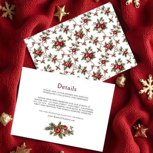 Elegant Vintage Christmas Winter Floral Enclosure Card