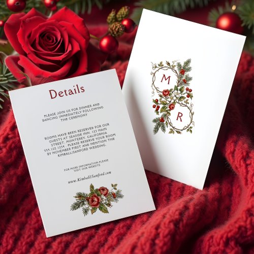 Elegant Vintage Christmas Winter Floral Enclosure Card