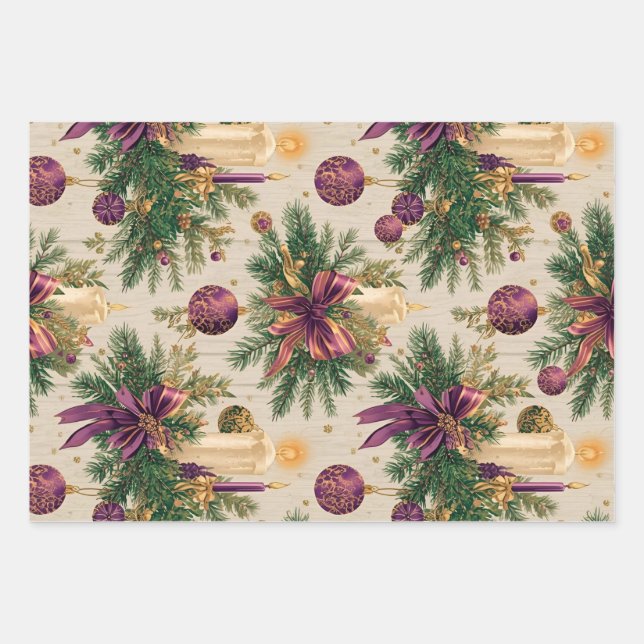 Elegant Vintage Christmas Wrapping Sheets (Front)