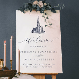 Elegant Vintage Church Wedding Welcome Acrylic Sign